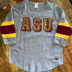 Pink Victorias Secret Arizona State University ASU 3/4 sleeve tee. SZ. XS. EUC